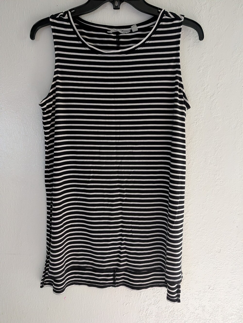 Athleta Sleeveless Black & White Striped Tank Top